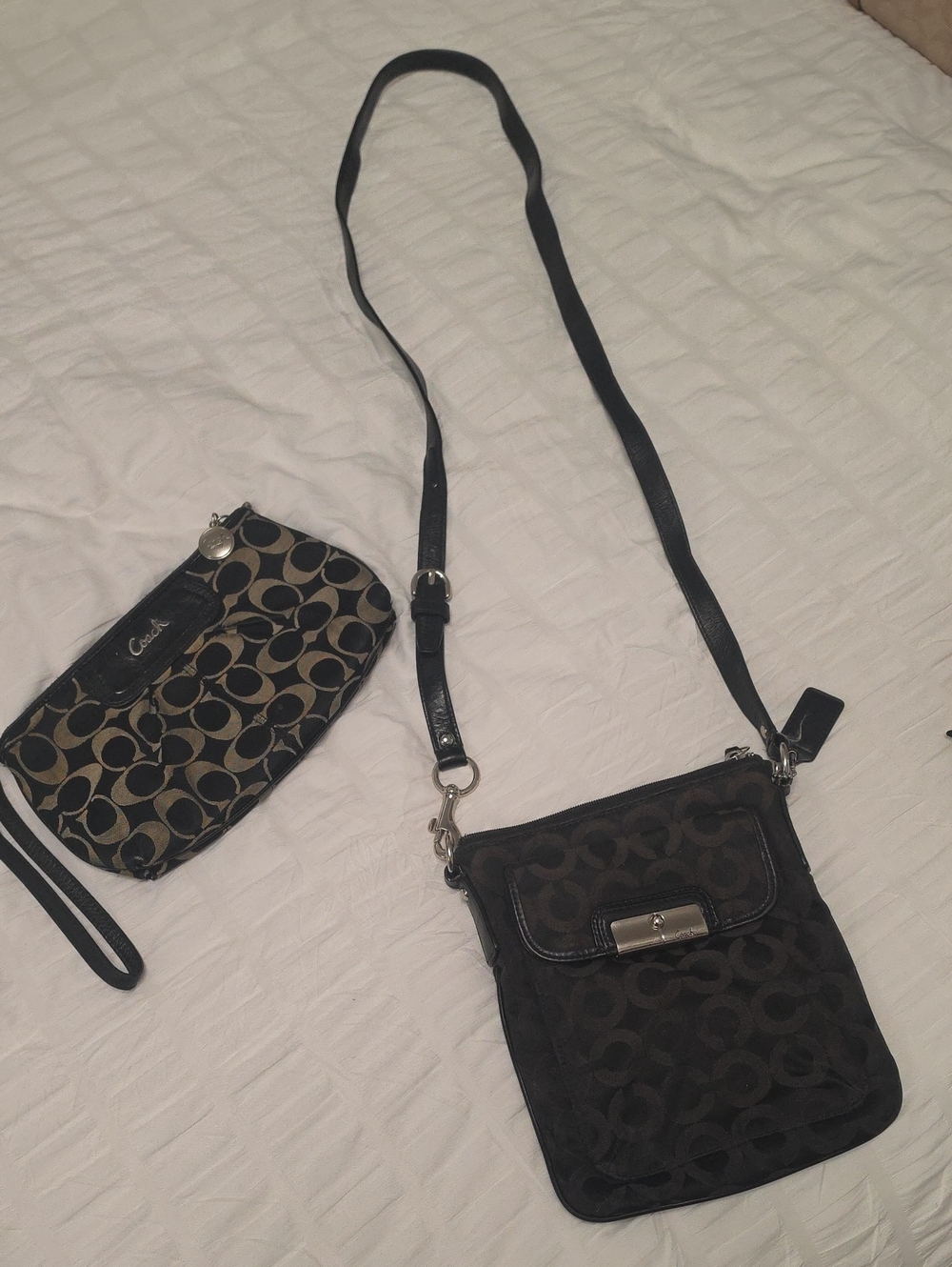 Coach Crossbody and Wristlet Set in Black and Brown